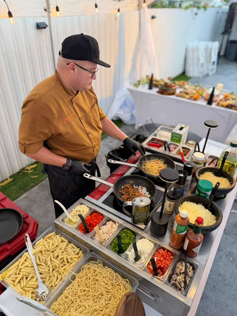 Live pasta station — La Peregrina Miami catering