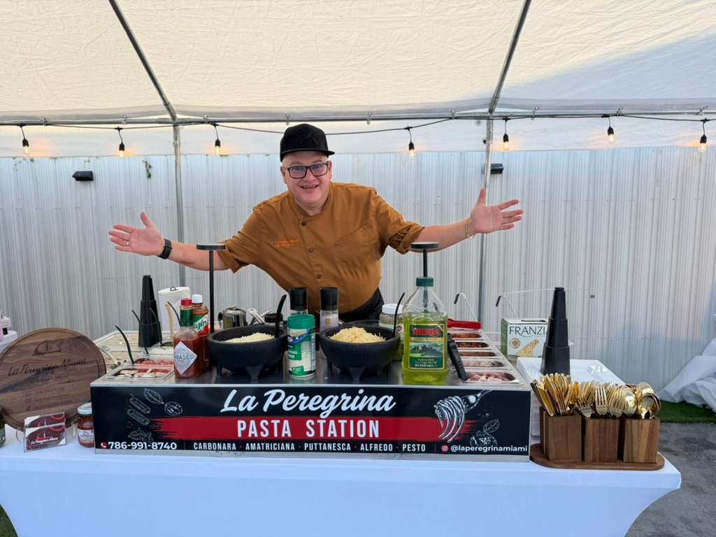 Live Pasta Station in Miami by La Peregrina
